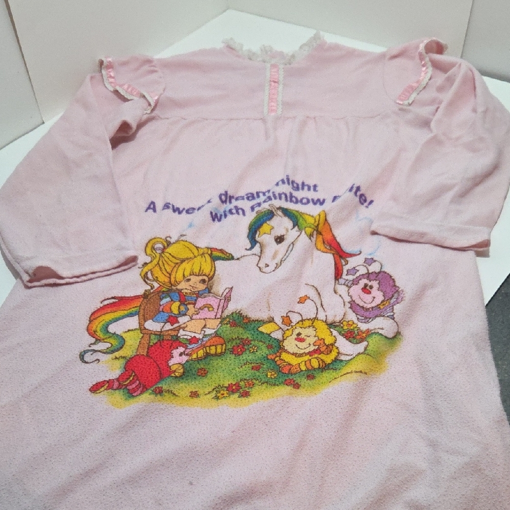Vintage Pink Nightgown with Rainbow Brite Design